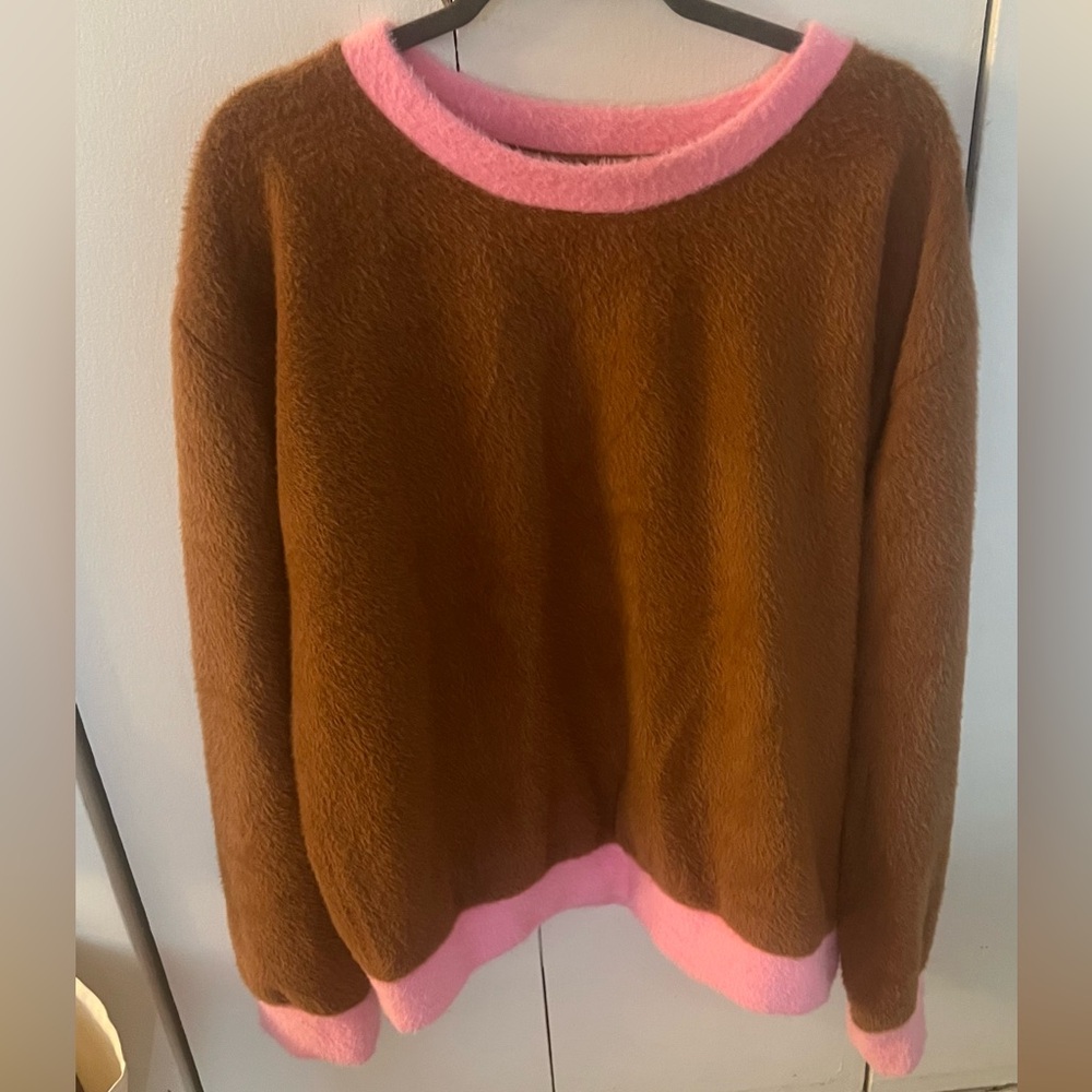 Anthropologie Maeve Pink and Brown Knit Sweater